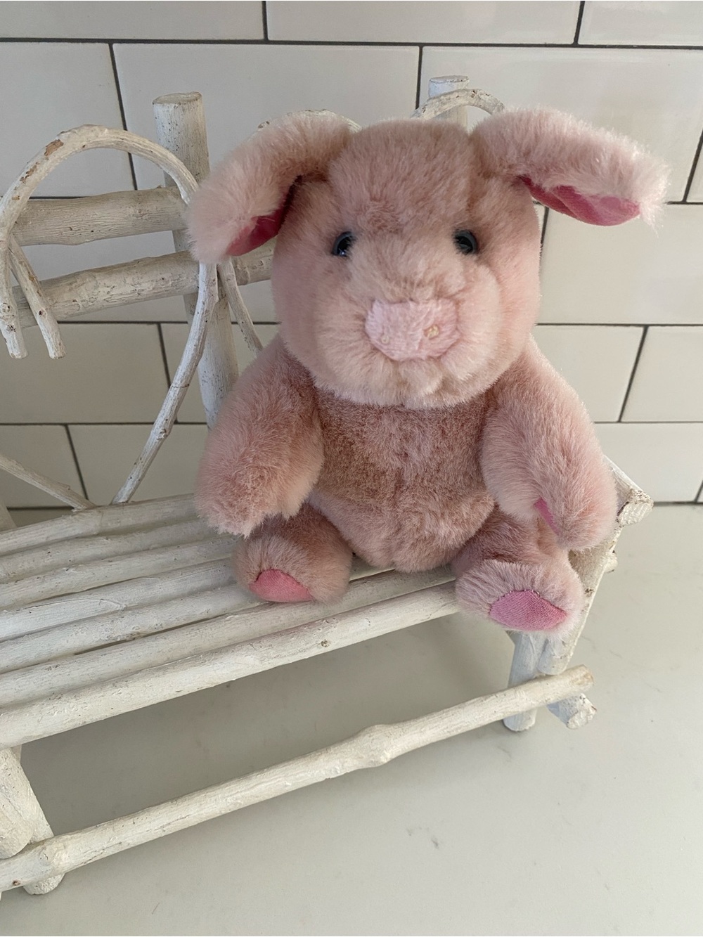 Vintage Gund "Pigtails" Pink Pig Stuffed Animal Plush